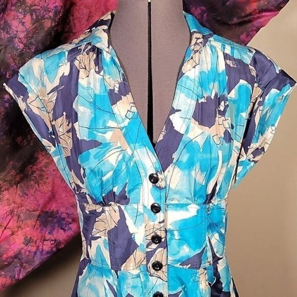 Nanette Lepore Silk Fit & Flare Dress Sz 4 - Picture 4 of 13